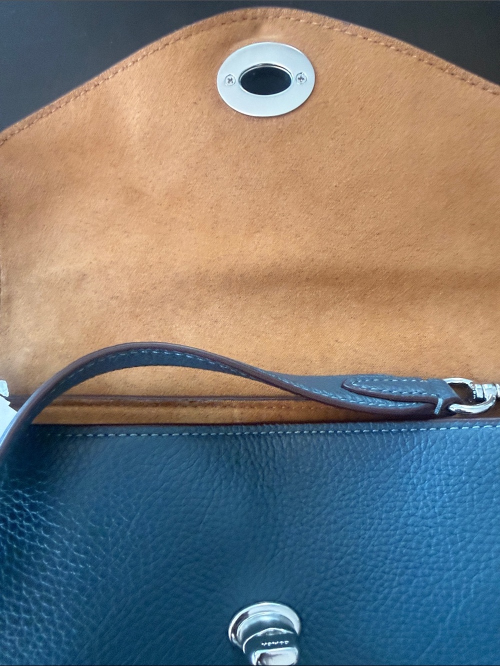 NWT Coach Blue Pebbled Leather Turn-Lock Crossbody - Picture 7 of 12
